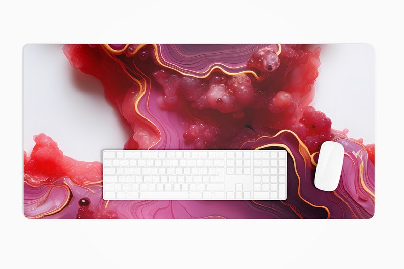 Aesthetic Desk Mat, Abstract Mousepad, Red Gaming Desk Mat, XXL Large ...