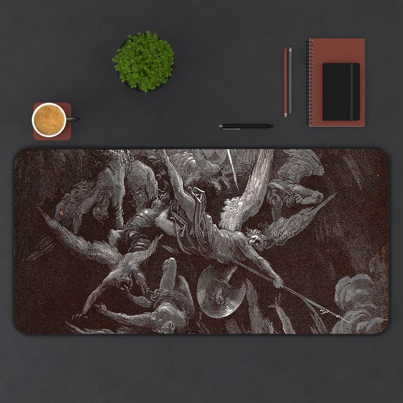 Gothic Desk Mat | Hell Desk Mat | Gustave Dore Desk Mat | Mouse Pad XXL | Desktop Mat | Hell Desk Decoration | Office Desk Mat Pad image 1