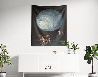 Arazzo gotico, arazzo di Hieronymus Bosch, arazzo nero, esperienza di pre-morte, arte della morte, arazzo oscuro, decorazione accademica oscura, regalo