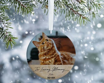 Christmas Cat Ornament | Personalized Cat Memorial Ornament | Custom Pet Photo Keepsake | Cat Loss Gift
