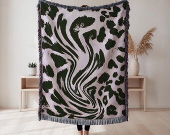 Coperta in tessuto con stampa leopardata, arazzo con motivo astratto di animali, arredamento per la casa in stile safari, regalo di inaugurazione della casa, arazzo da parete, arredamento per la casa