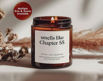 Chapter 55 Scented Soy Candle (Amber Jar), Book Club Candle, Gift for Book Lovers