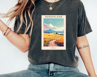 T-shirt du Queensland | T-shirt Australie | Vêtements Australie | T-shirt du Queensland | Chemise de voyage | Cadeau pour les amoureux du Queensland