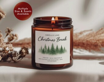 Bougie de soja parfumée pour les vacances de Noël (pot ambré), cadeau de remerciement pour l'enseignant, cadeau de remerciement pour les fêtes