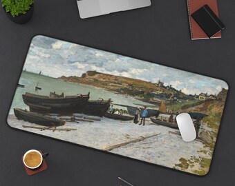 Coastal Desk Mat, Beach Mousepad, Ocean Landscape, Claude Monet Desk Mat, Claude Monet Art, Monet Decor, Monet Gift, Office Decor