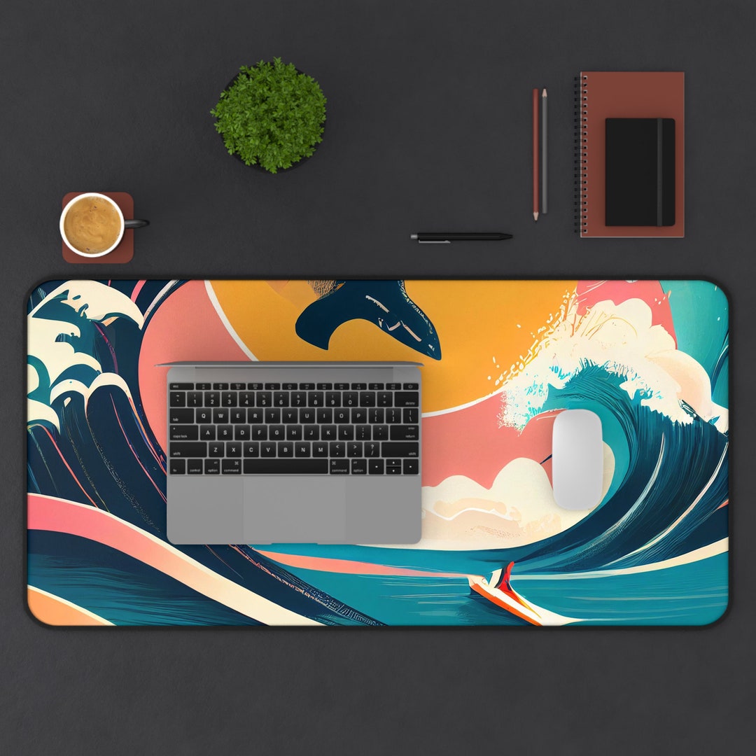Ocean Gaming Mousepad, Aesthetic Desk Mat, Tropical Desk Mat, Sea Surf