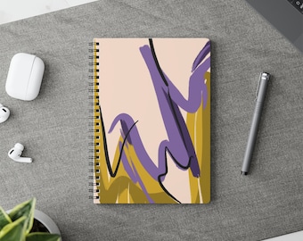 Boho Journal, Neutral Notebook, Brown Spiral Notebook, Abstract Spiral Notebook, Hardcover Notebook, Student Notebook, Journal Gift
