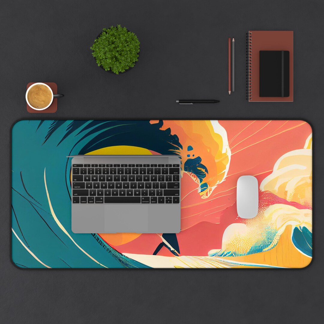 Surfing Gaming Mousepad Aesthetic Desk Mat Tropical Desk Mat Etsy
