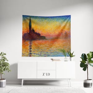 Claude Monet Tapestry, Aesthetics Tapestry, Landscape Painting Tapestry, Vintage Landscape Art, Antique Tapestry, Wall Decor, Background Art