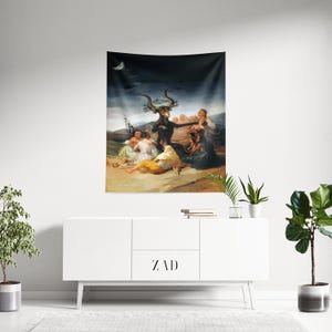 Gothic Tapestry , Francisco Goya Tapestry, Witches Sabbath, Dark Tapestry, Vintage Tapestry Art, Witch Tapestry, Vintage Witch