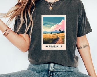 T-shirt du Queensland | T-shirt Australie | Vêtements Australie | Chemise Queensland | Vêtements de voyage | Cadeau Queensland
