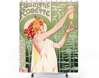 Art Nouveau Shower Curtain | Vintage Shower Curtain | Mid Century | Art Nouveau Bathroom Decor | Homeware Art | Art Nouveau Decor