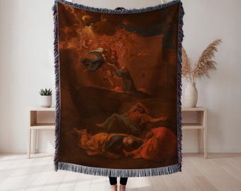 Angel woven blanket, cherubs classical art design, religious home decor gift, Wall Tapestry, Home Decor, Art Blanket