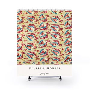 William Morris Bird Shower Curtain | Arts And Crafts Style | Vintage Bathroom | Nature-Inspired | Elegant Decor