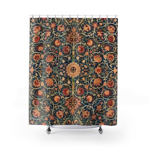 William Morris Shower Curtain | Floral Design | Vintage Bathroom Decor | Elegant Shower Curtain | Nature-Inspired