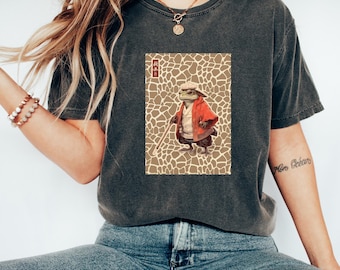 Tshirt | Frosch in traditioneller japanischer Kleidung Illustration | Vintage Tshirt | Ästhetisches Tshirt