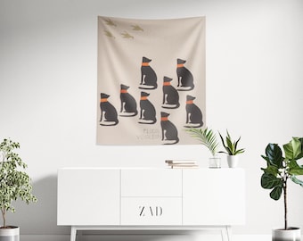 Cat Tapestry, Cat Decor, Vintage Wall Hanging, Cat Painting, Dorm Decor, Bedroom Wall Decor, Living Room Wall Hanging, Animal Tapestry, Gift