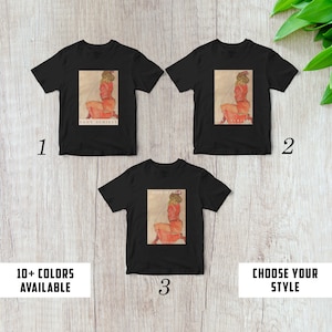 Art Tshirt | Egon Schiele - Kneeling Female in Orange Red Dress (1910) | Vintage Tshirt | Aesthetic Tshirt | Renaissance