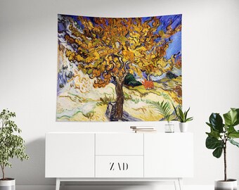 Van Gogh Tapestry, Tree Landscape Art, Eclectic Decor, Vincent Van Gogh, Oil Painting Tapestry, Aesthetics Tapestry, Background Decor