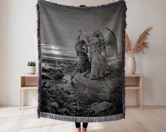 Gustave Doré vävd filt, biblisk gravyrkonst, religiös heminredning, gåva, Väggtapet, Heminredning, Konstfilt
