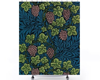 William Morris duschdraperi | Vinrankmönster | Vintage badrum | Jugendinredning | Grönt duschdraperi | Klassisk design