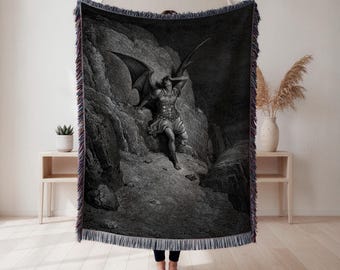 Gustave Doré vävd filt, gotisk fantasigravyr, mörk heminredningsgåva, Väggtapet, Heminredning, Konstfilt