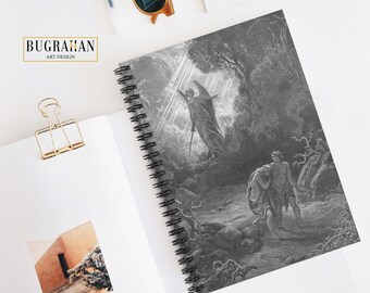 ゴシックノート、ギュスターヴ・ドレのアート、ハロウィンノート、デスノート、ブラックノート、スパイラルノート、ゴシックアート、ジャーナルギフト