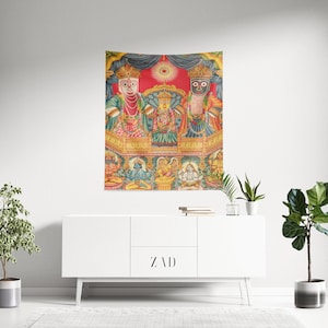 Shri Shri Jagannatha (Krishna as the Lord of the World), Hindu God Tapestry, Krishna Wall Hanging, Vintage Tapestry, Oil Painting Tapestry