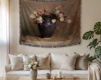Abbott Handerson Thayer Roses Woven Blanket, rose bouquet art tapestry throw, floral home decor, art lover gift, Wall Tapestry, Home Decor