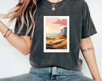 T-shirt du Queensland | T-shirt Australie | Vêtements de voyage | Cadeau pour amoureux du Queensland | Vêtements de voyage australiens | Souvenir de Brisbane