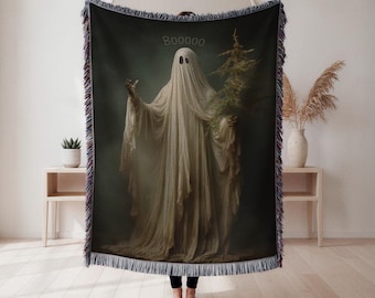 Geweven spookdeken, spookachtig Halloween-decor, gotisch herfsthuiscadeau, wandtapijt, woondecoratie, kunstdeken