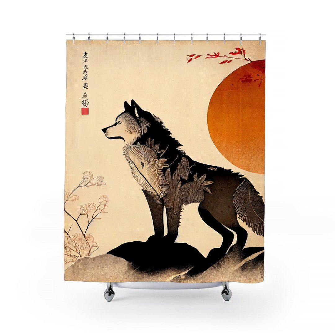 Wolf Shower Curtain Japanese Shower Curtain Wolf Bathroom Decor