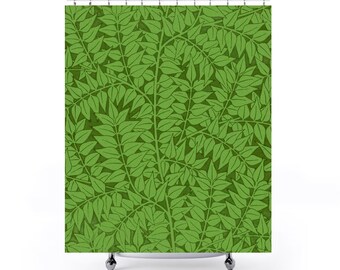 Green Leaf Shower Curtain | Nature Bathroom | Botanical Decor | Tropical Vibes | Stylish Bathroom Curtain