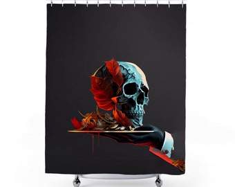 Skull Shower Curtain | Gothic Shower Curtain | Gothic Bathroom Decor | Skull Decor | Vintage Shower Curtain | Fine Art Bathroom