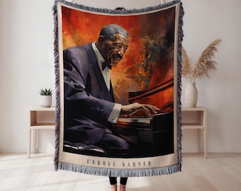 Abstract Music Instrument 100% Cotton Woven Blanket, Jazz String