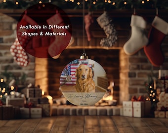 Adorno conmemorativo para perro personalizado / Recuerdo con foto de mascota personalizado / Regalo por la pérdida de un perro / Adorno navideño para perro