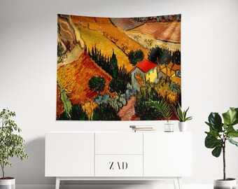 Van Gogh Tapestry, Vintage Tapestry, Landscape Art, Eclectic Decor, Vincent Van Gogh, Aesthetics Tapestry, Home Decor, Antique Tapestry