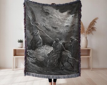 Gustave Doré woven blanket, vintage biblical engraving style, home décor gift, Wall Tapestry, Home Decor, Art Blanket