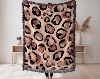 Coperta in tessuto con stampa leopardata, arazzo con stampa animalier, arredamento per la casa in stile safari, regalo di inaugurazione della casa, arazzo da parete, arredamento per la casa, coperta artistica