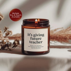 Future Teacher Graduation Gift, Scented Soy Candle (Amber Jar), Hand-Poured Vanilla Linen Aroma, Teacher Appreciation Desk Decor