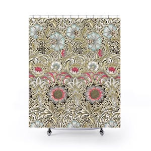 Vintage Shower Curtain | Floral Bathroom | Retro Flower Design | Botanical Decor | Cottagecore Bathroom Style