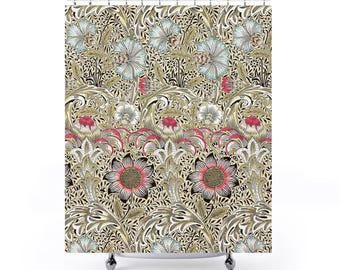 Vintage Shower Curtain | Floral Bathroom | Retro Flower Design | Botanical Decor | Cottagecore Bathroom Style