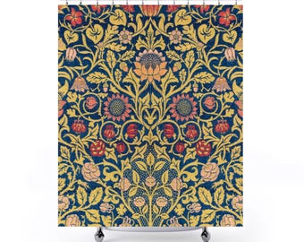 Snakeshead duschdraperi | William Morris-mönster | Blommigt badrum | Art Nouveau-inredning | Vintage duschdraperi