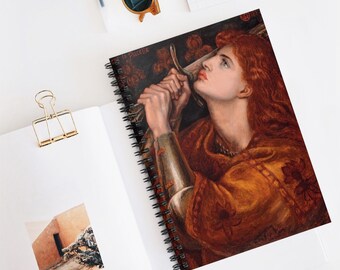 Aesthetic Notebook, Spiral Notebook, Dante Gabriel Rossetti Art, Portrait Notebook, Vintage Painting, Female Warrior Notebook, Student Gift