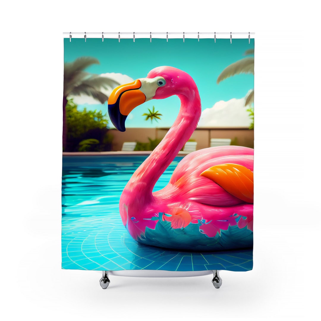 Flamingo Shower Curtain Cute Shower Curtain Pink Bathroom Decor