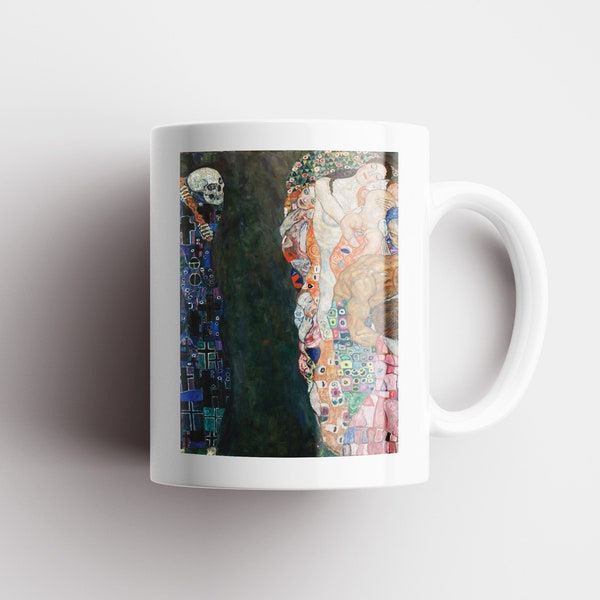 Tasse Gustav Klimt | Tasse Art nouveau | Tasse de crâne | Tasse gothique | Tasse de beaux-arts | Cadeau Klimt | Tasse à café | Tasse à thé | Cadeau Tasse