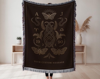 Custom Star Sign Woven Blanket, Personalized Astrology Throw, Celestial Horoscope Couples Wedding Anniversary Gift, Cosmic Decor, Home Decor
