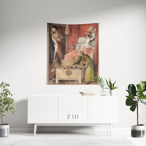 Gothic Tapestry, Hieronymus Bosch Art, Skeleton Tapestry, Death Tapestry, Gothic Tapestry, Halloween Tapestry, Dark Tapestry, Gift Tapestry
