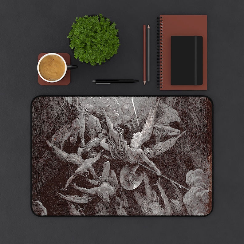 Gothic Desk Mat | Hell Desk Mat | Gustave Dore Desk Mat | Mouse Pad XXL | Desktop Mat | Hell Desk Decoration | Office Desk Mat Pad image 4