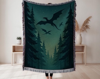 Mystical Forest Woven Blanket, enchanted landscape throw, fantasy nature tapestry, cozy home decor, magical gift idea, Wall Tapestry